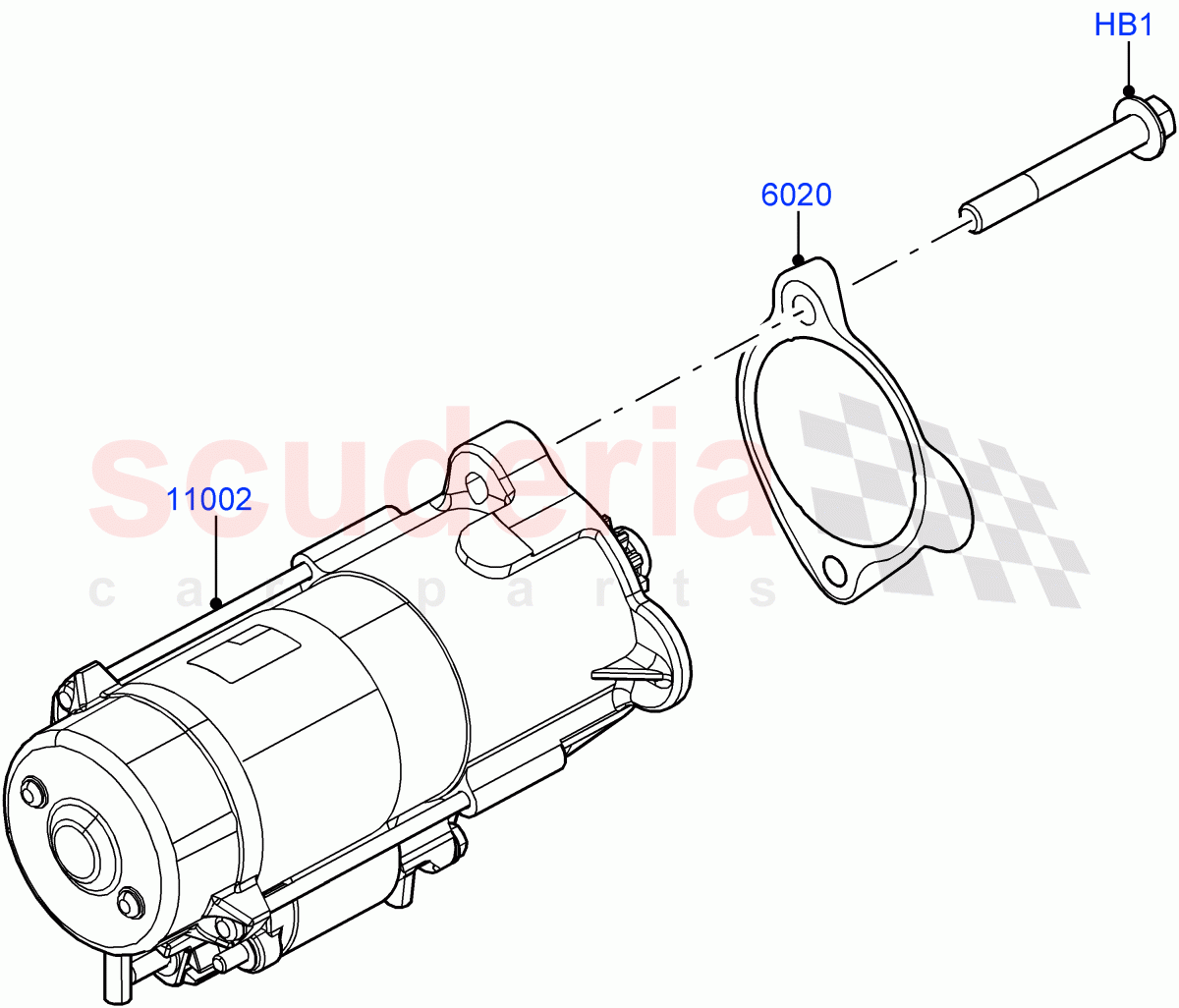 Starter Motor (2.0L AJ200P Hi PHEV) ((V) FROMMA000001) of Land Rover Land Rover Range Rover Velar (2017+) [2.0 Turbo Petrol AJ200P]