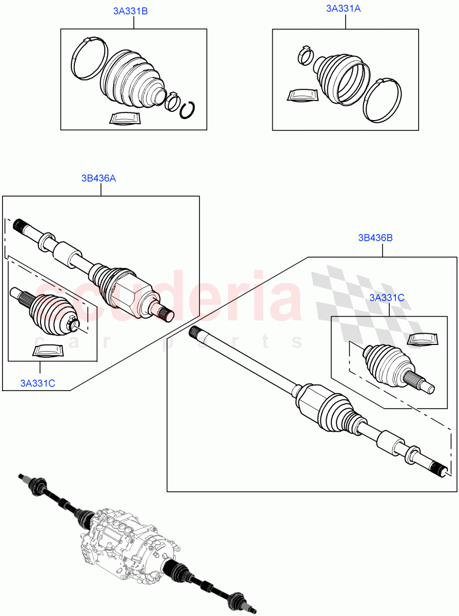 Drive Shaft - Rear Axle Drive(1.5L AJ20P3 Petrol High PHEV,Halewood (UK),All Wheel Drive)((V)FROMLH000001) of Land Rover Land Rover Range Rover Evoque (2019+) [2.0 Turbo Petrol AJ200P]