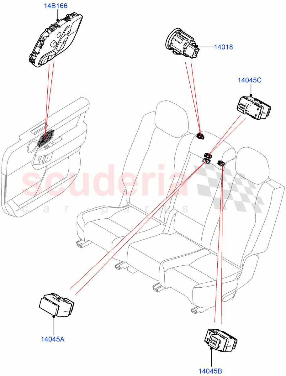 Switches (Rear Seat) ((V) FROMJA000001) of Land Rover Land Rover Range Rover (2012-2021) [4.4 DOHC Diesel V8 DITC]