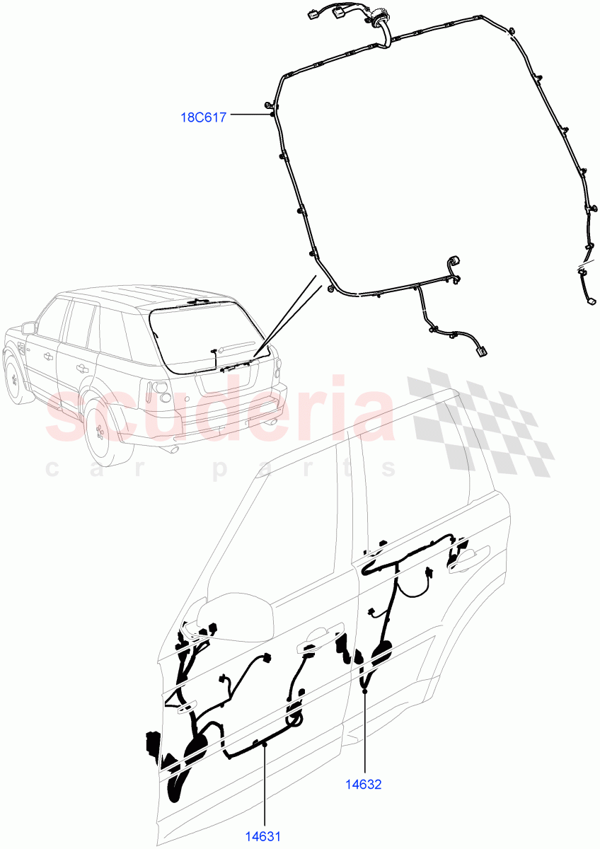 Electrical Wiring - Body And Rear(Front And Rear Doors)((V)FROMBA000001,(V)TOBA999999) of Land Rover Land Rover Range Rover Sport (2010-2013) [5.0 OHC SGDI SC V8 Petrol]