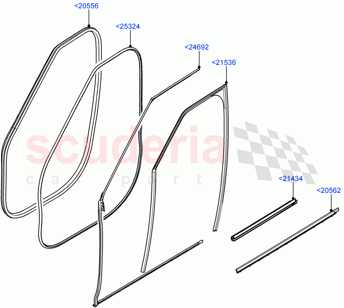 Front Doors, Hinges & Weatherstrips(Seal, Weatherstrips And Seals) of Land Rover Land Rover Range Rover (2022+) [3.0 I6 Turbo Petrol AJ20P6]