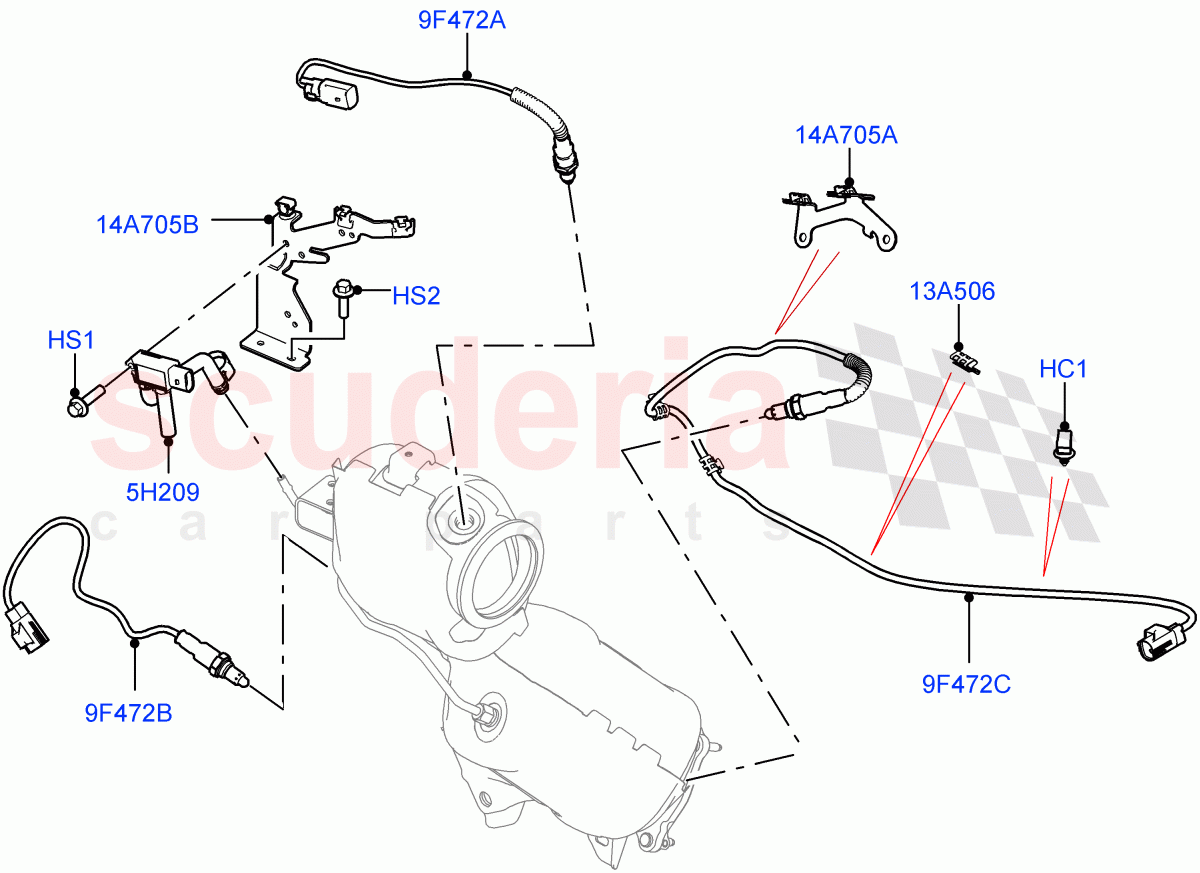 Exhaust Sensors And Modules(1.5L AJ20P3 Petrol High PHEV,Halewood (UK),1.5L AJ20P3 Petrol High)((V)FROMLH000001) of Land Rover Land Rover Discovery Sport (2015+) [1.5 I3 Turbo Petrol AJ20P3]