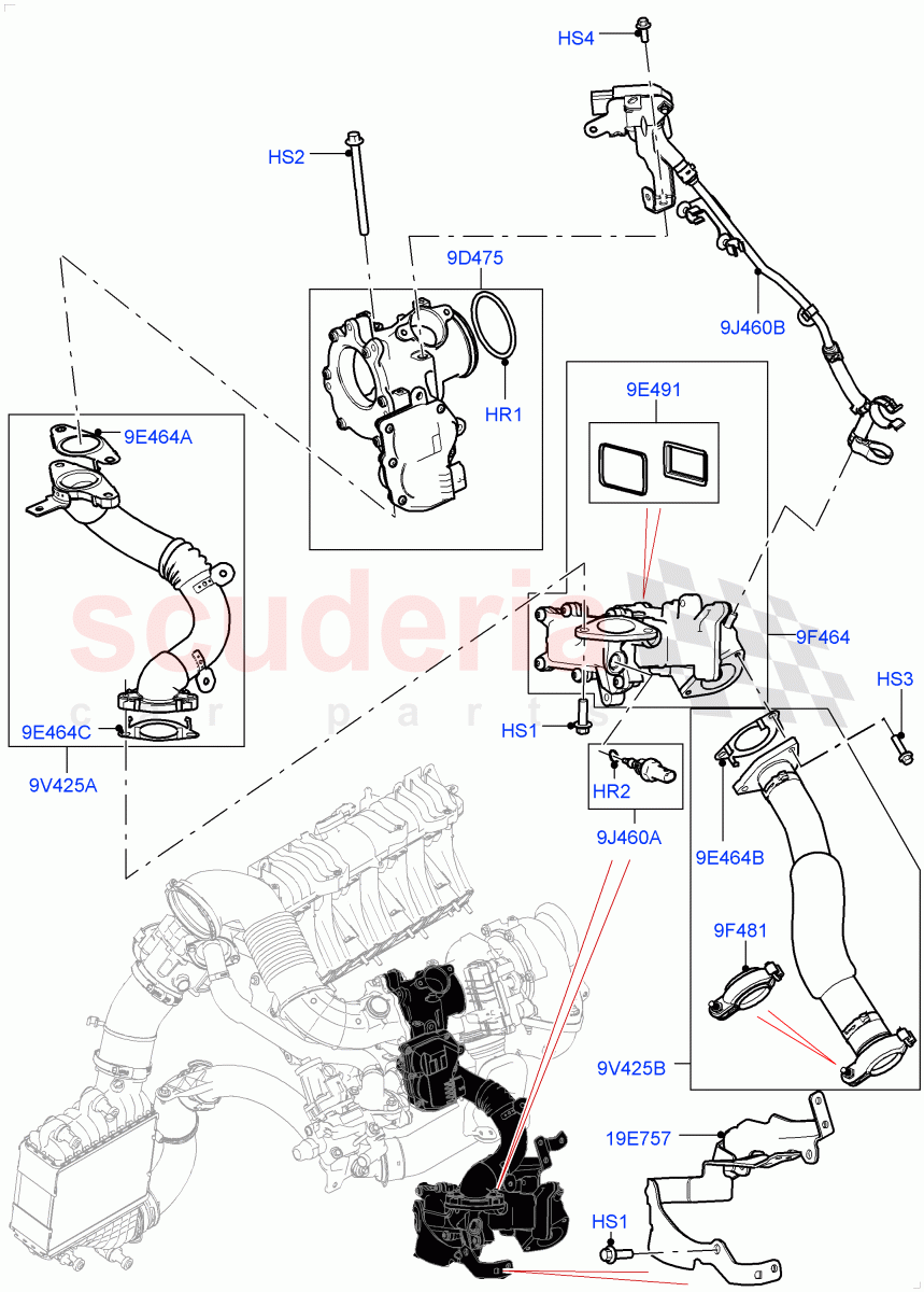 Exhaust Gas Recirculation(Low Pressure EGR)(2.0L AJ20D4 Diesel High PTA,Halewood (UK)) of Land Rover Land Rover Range Rover Evoque (2019+) [2.0 Turbo Diesel]