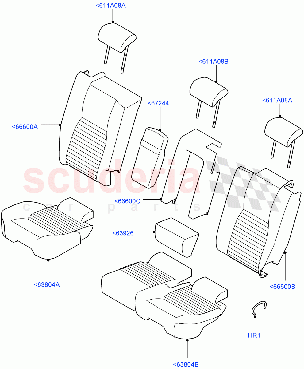 Rear Seat Covers (Taurus Leather Perforated, Itatiaia (Brazil), With 60/40 Manual Fold Thru Rr Seat) ((V) FROMGT000001) of Land Rover Land Rover Discovery Sport (2015+) [2.0 Turbo Diesel AJ21D4]
