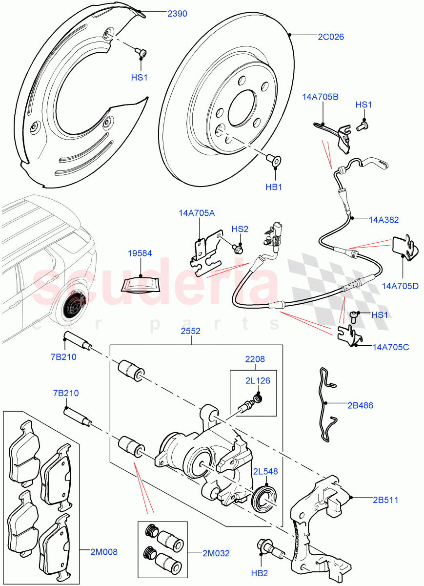 Rear Brake Discs And Calipers (Halewood (UK)) ((V) TOKH999999) of Land Rover Land Rover Discovery Sport (2015+) [2.2 Single Turbo Diesel]