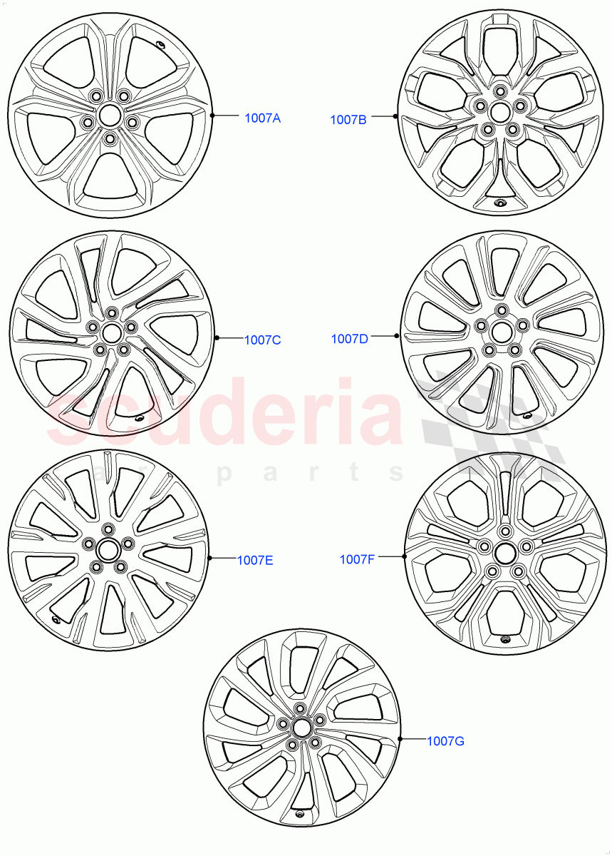 Spare Wheel (Itatiaia (Brazil), With Conventional Alloy Spare Wheel) ((V) FROMGT000001) of Land Rover Land Rover Discovery Sport (2015+) [2.2 Single Turbo Diesel]
