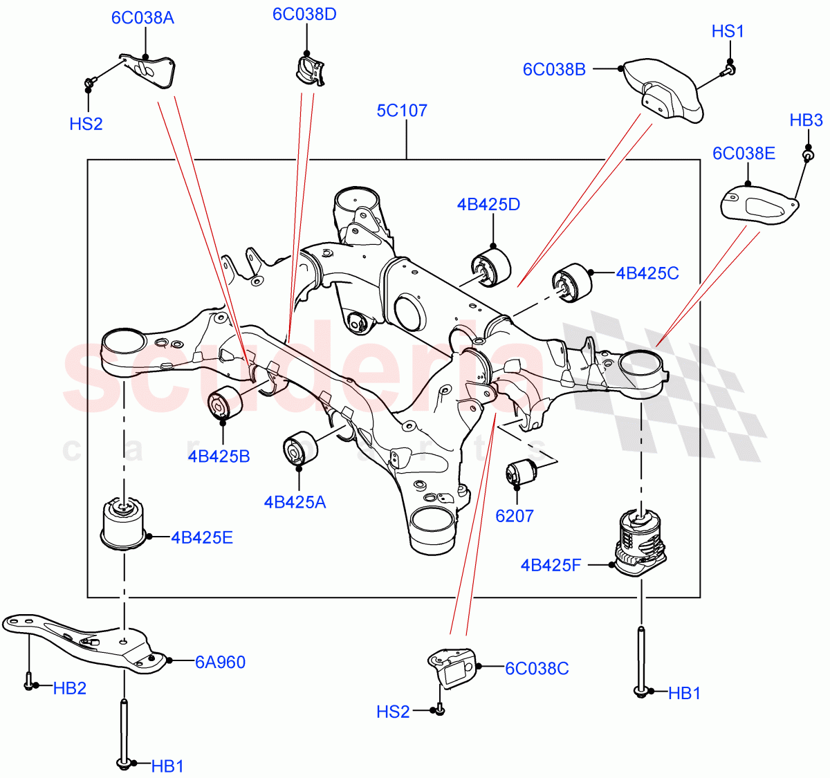 Rear Cross Member & Stabilizer Bar(Crossmember) of Land Rover Land Rover Range Rover (2022+) [3.0 I6 Turbo Diesel AJ20D6]