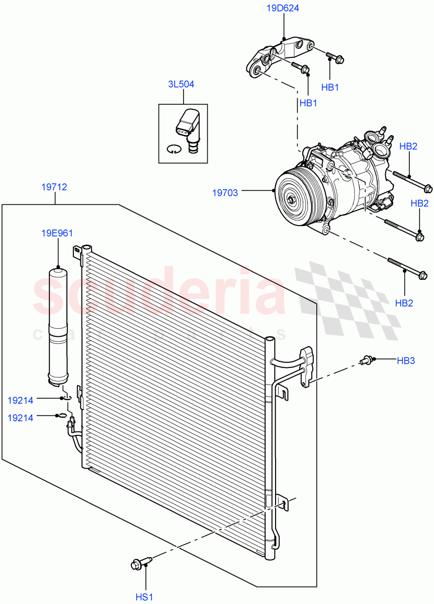 Air Conditioning Condensr/Compressr(3.0 V6 Diesel)((V)FROMAA000001) of Land Rover Land Rover Discovery 4 (2010-2016) [3.0 DOHC GDI SC V6 Petrol]