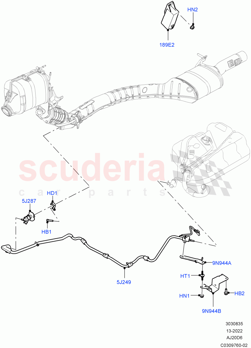 Exhaust Fluid Injection System(Injector and Control Unit, Nitra Plant Build)(3.0L AJ20D6 Diesel High,With Diesel Exh Fluid Emission Tank)((V)FROMM2000001) of Land Rover Land Rover Discovery 5 (2017+) [3.0 I6 Turbo Diesel AJ20D6]