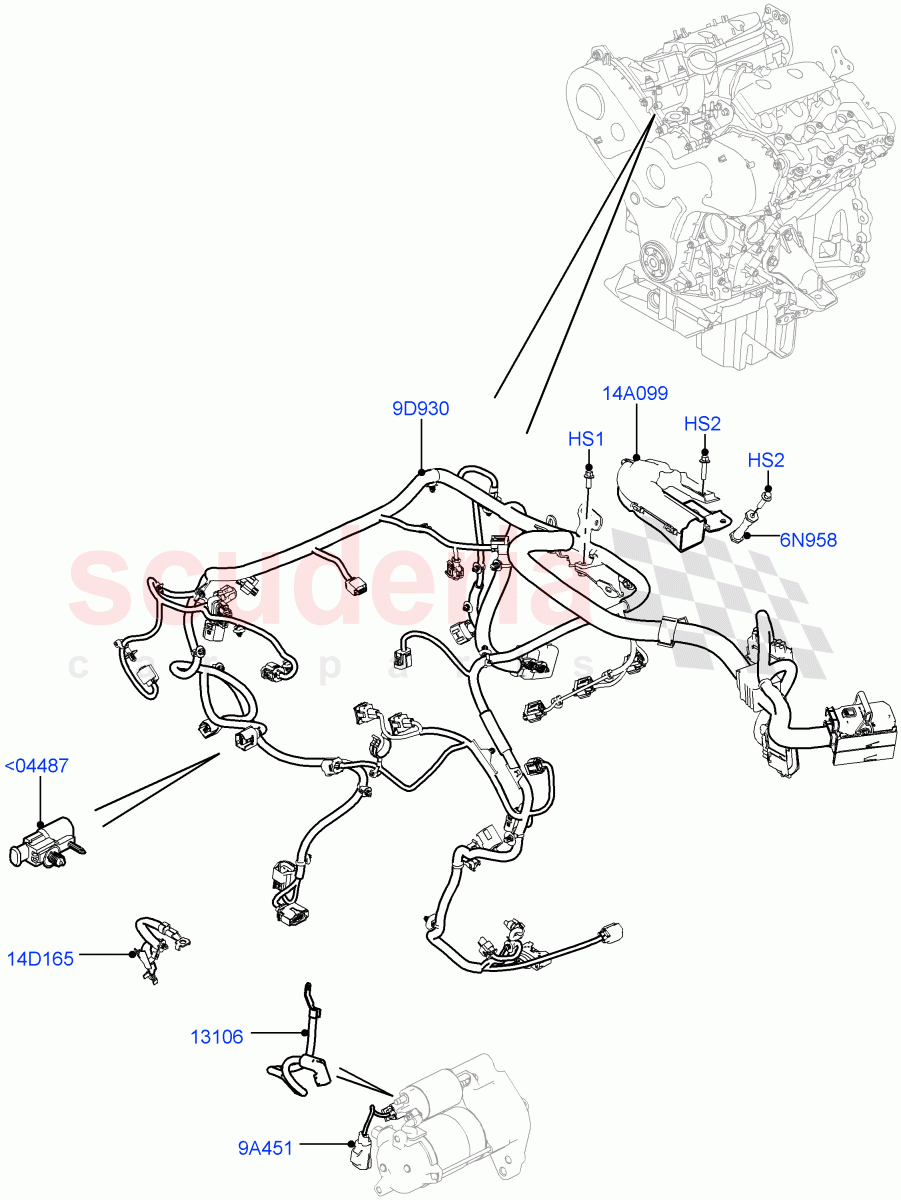 Electrical Wiring - Engine And Dash (3.0 V6 Diesel Electric Hybrid Eng) ((V) FROMFA000001) of Land Rover Land Rover Range Rover Sport (2014+) [3.0 Diesel 24V DOHC TC]