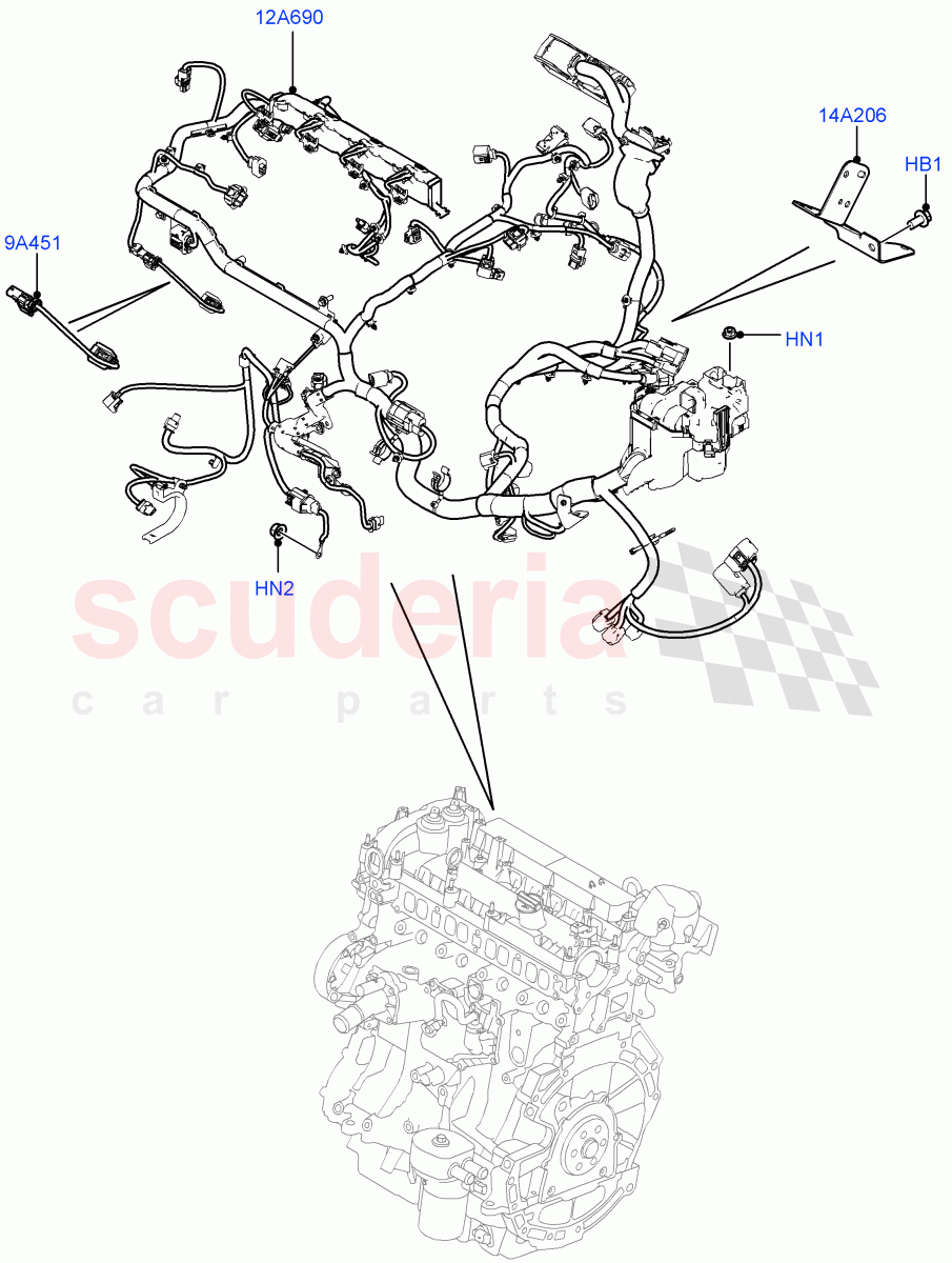 Electrical Wiring - Engine And Dash(Engine)(2.0L I4 DSL MID DOHC AJ200,Itatiaia (Brazil))((V)FROMGT000001,(V)TOHT999999) of Land Rover Land Rover Range Rover Evoque (2012-2018) [2.0 Turbo Petrol GTDI]