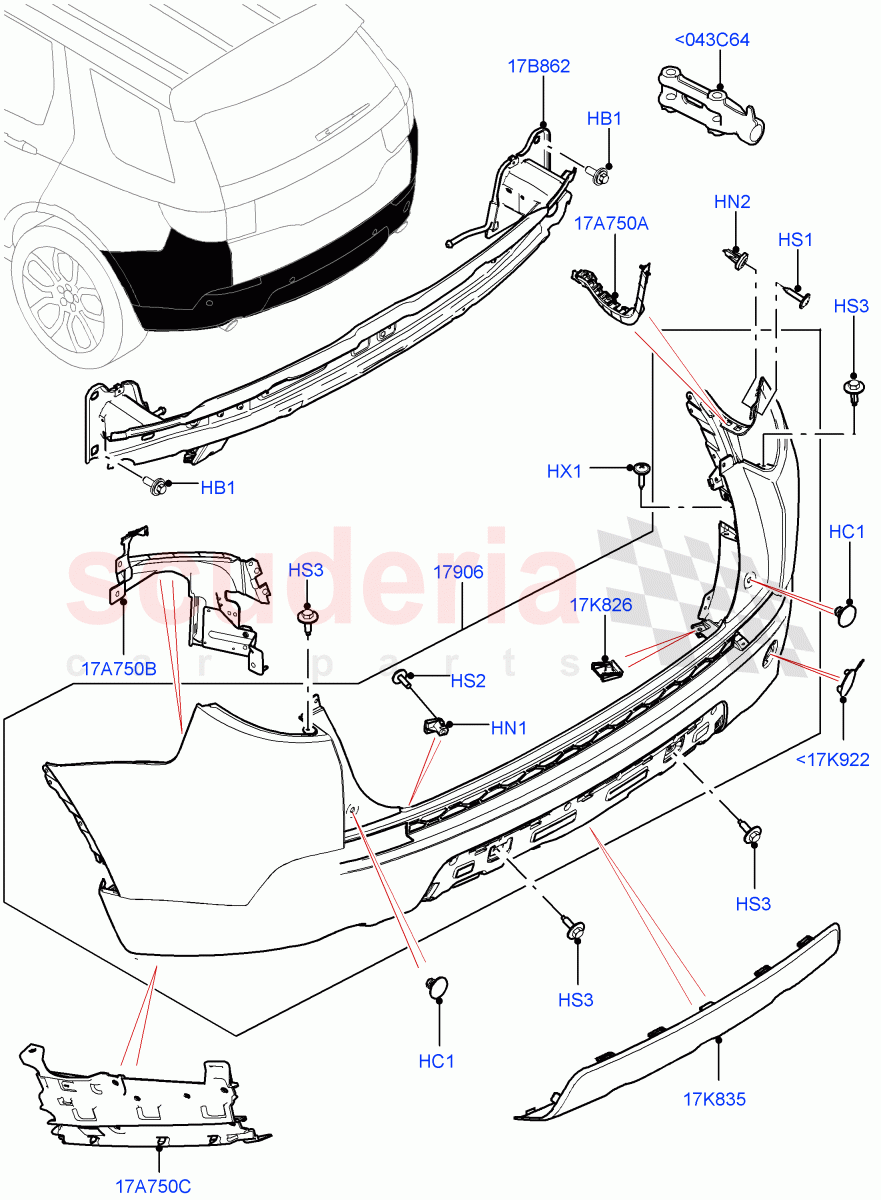 Rear Bumper(Changsu (China),Front Bumper - Painted Body Colour)((V)FROMFG000001,(V)TOKG446856) of Land Rover Land Rover Discovery Sport (2015+) [2.2 Single Turbo Diesel]