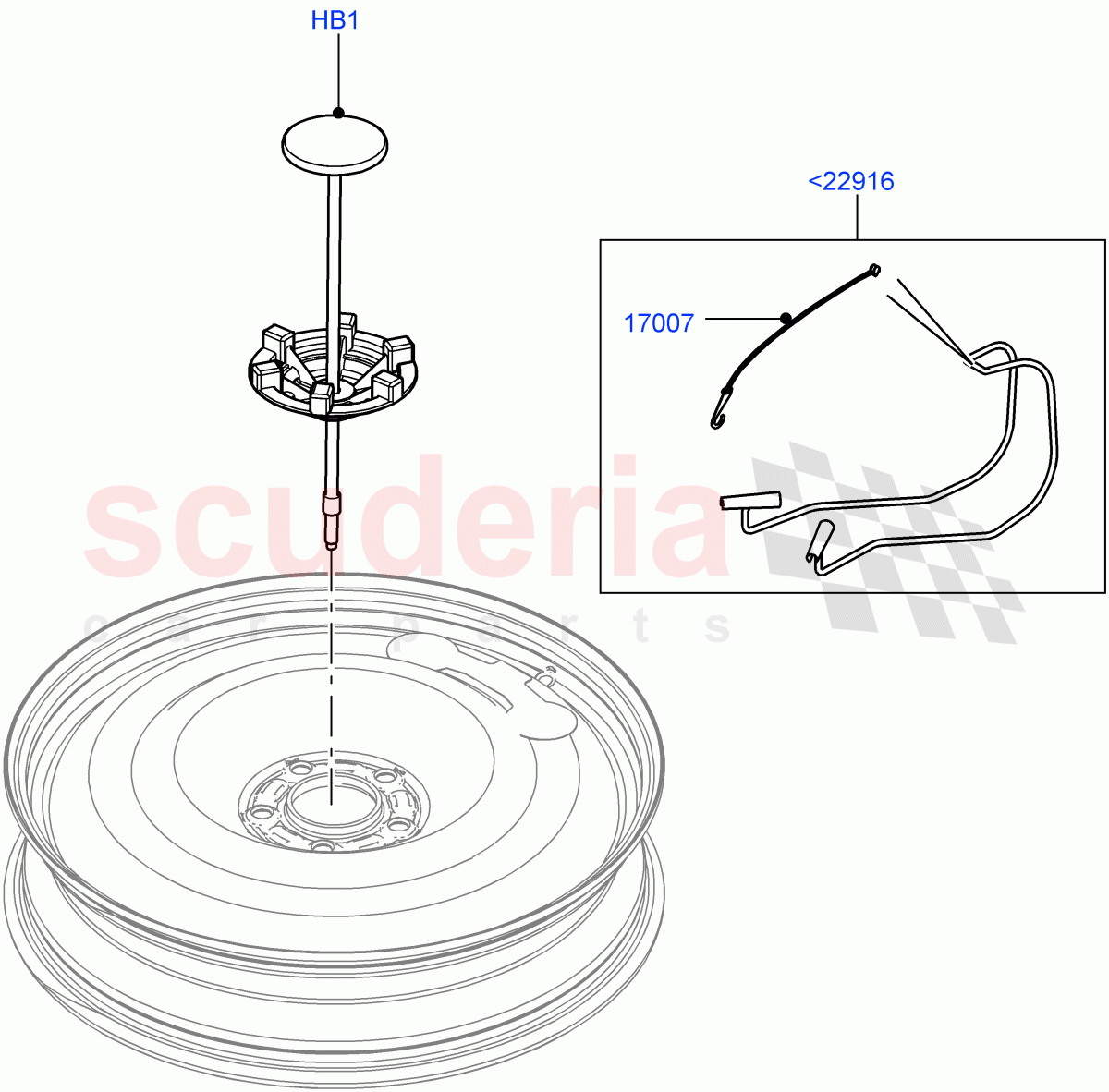 Spare Wheel Carrier(Halewood (UK),Spare Wheel - Reduced Section Steel) of Land Rover Land Rover Range Rover Evoque (2012-2018) [2.0 Turbo Petrol AJ200P]