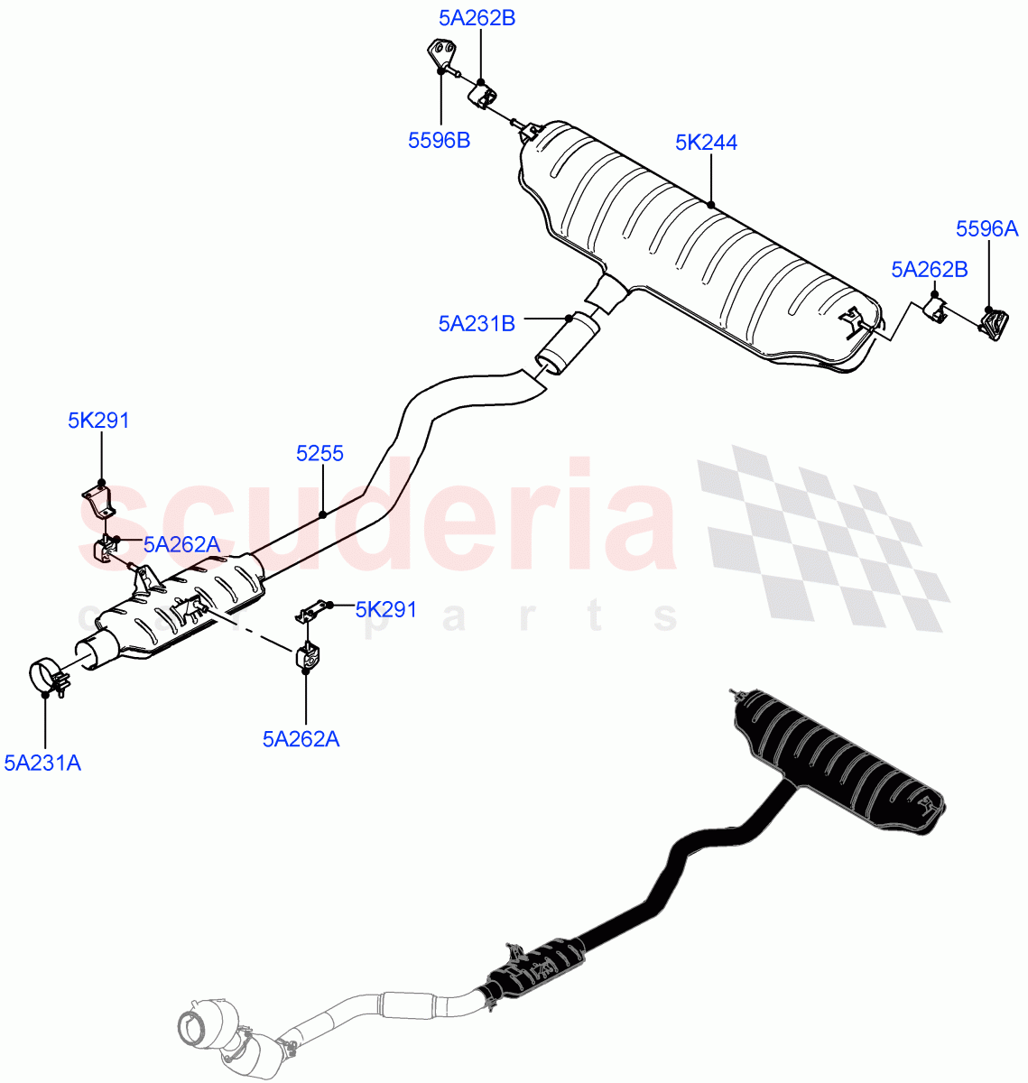 Rear Exhaust System(Nitra Plant Build)(3.0L AJ20P6 Petrol High) of Land Rover Land Rover Defender (2020+) [3.0 I6 Turbo Petrol AJ20P6]