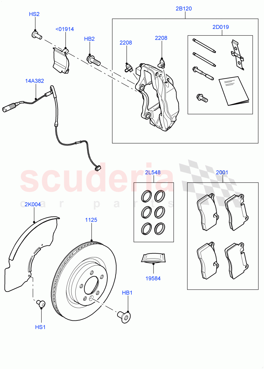 Front Brake Discs And Calipers(3.0L DOHC GDI SC V6 PETROL,Engine Power Source - 380PS/450NM)((V)FROMGA000001,(V)TOGA285152) of Land Rover Land Rover Range Rover (2012-2021) [5.0 OHC SGDI SC V8 Petrol]