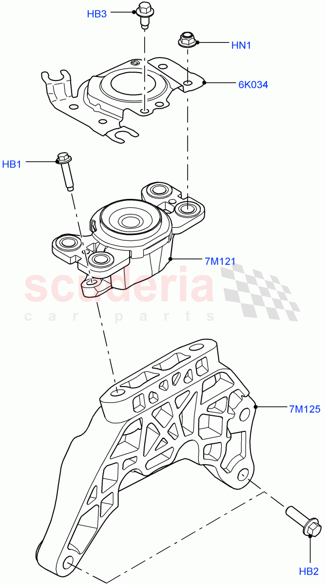 Transmission Mounting (2.2L CR DI 16V Diesel, 6 Speed Manual Trans M66 - AWD, Halewood (UK), 6 Speed Manual Trans-JLR M66 2WD) of Land Rover Land Rover Range Rover Evoque (2012-2018) [2.2 Single Turbo Diesel]
