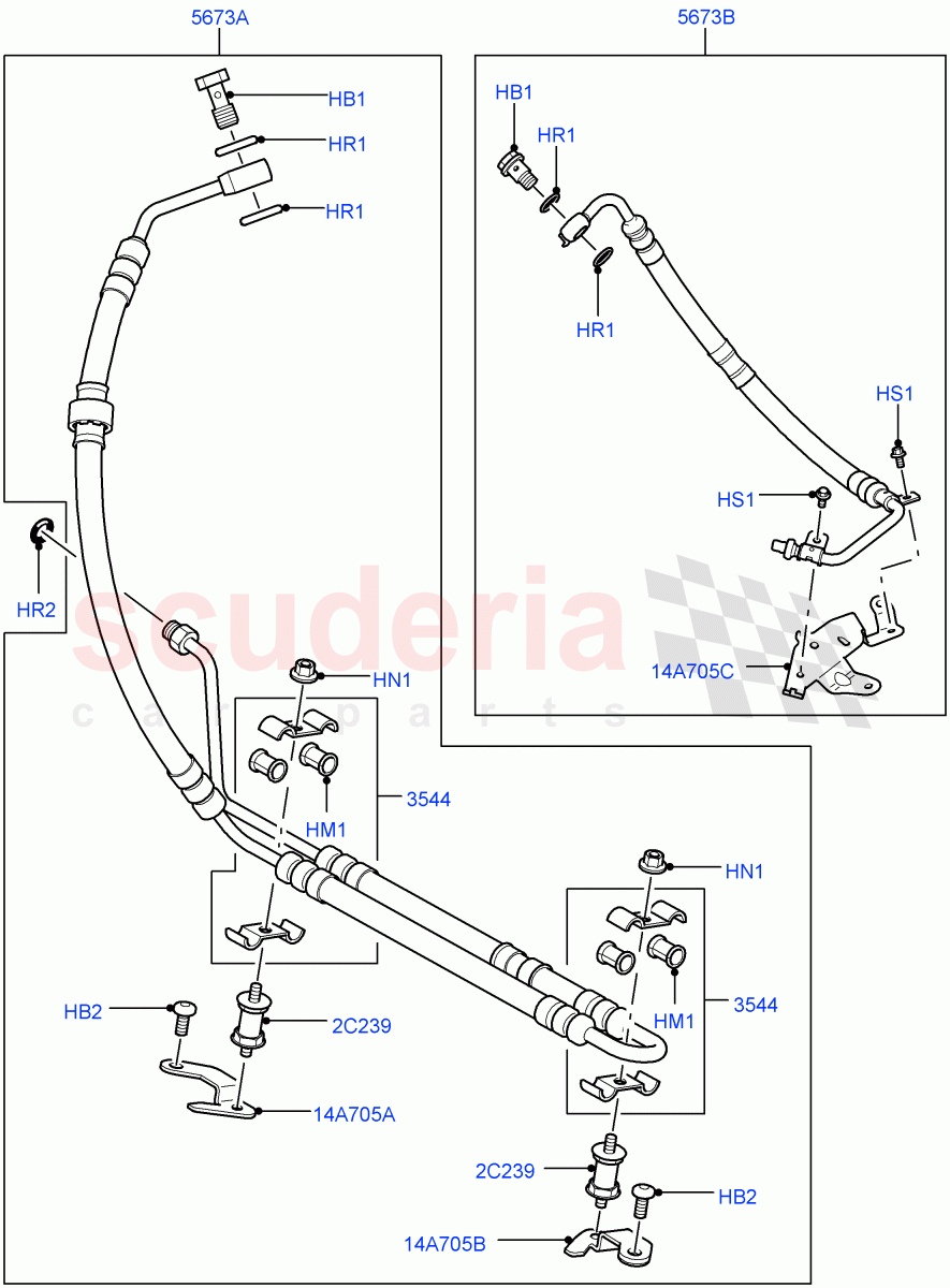 Active Anti-Roll Bar System(Hose Assy, High Pressure)(With Roll Stability Control)((V)TO9A999999) of Land Rover Land Rover Range Rover Sport (2005-2009) [4.2 Petrol V8 Supercharged]