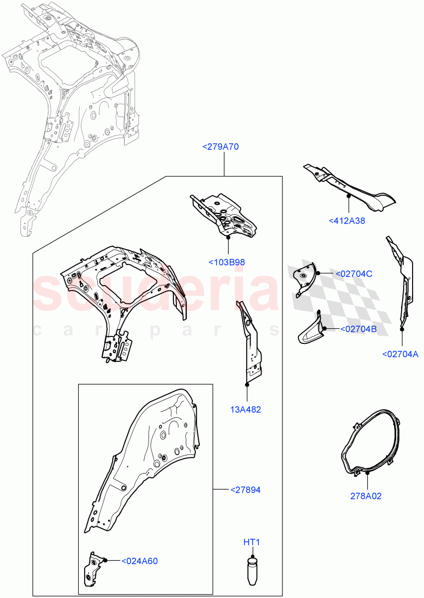 Side Panels - Inner (Middle - Rear, Inner - Rear) (Changsu (China)) of Land Rover Land Rover Range Rover Evoque (2019+) [2.0 Turbo Diesel AJ21D4]