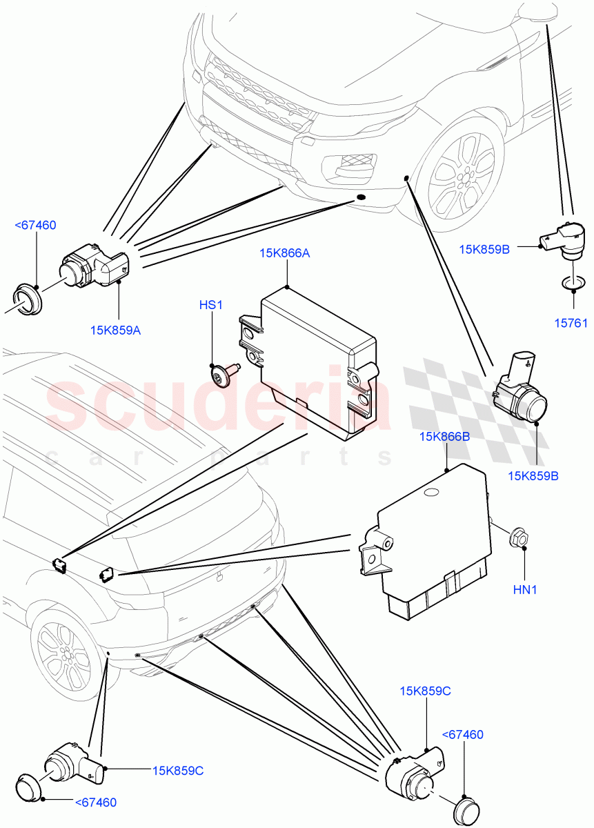 Parking Distance Control (Halewood (UK)) of Land Rover Land Rover Range Rover Evoque (2012-2018) [2.0 Turbo Petrol GTDI]