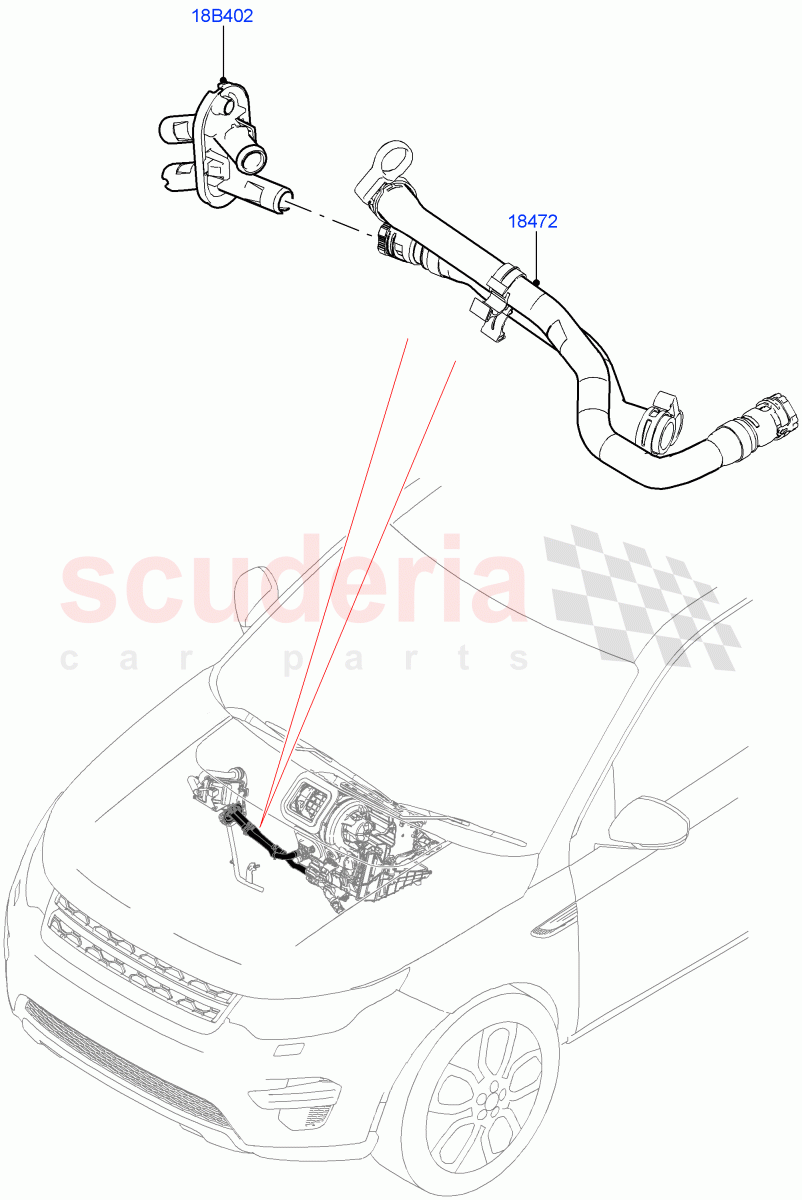 Auxiliary Heater Hoses(Halewood (UK),With Fuel Fired Heater,Fuel Fired Heater With Park Heat,Fuel Heater W/Pk Heat With Remote)((V)FROMLH000001,(V)TOLH999999) of Land Rover Land Rover Discovery Sport (2015+) [1.5 I3 Turbo Petrol AJ20P3]