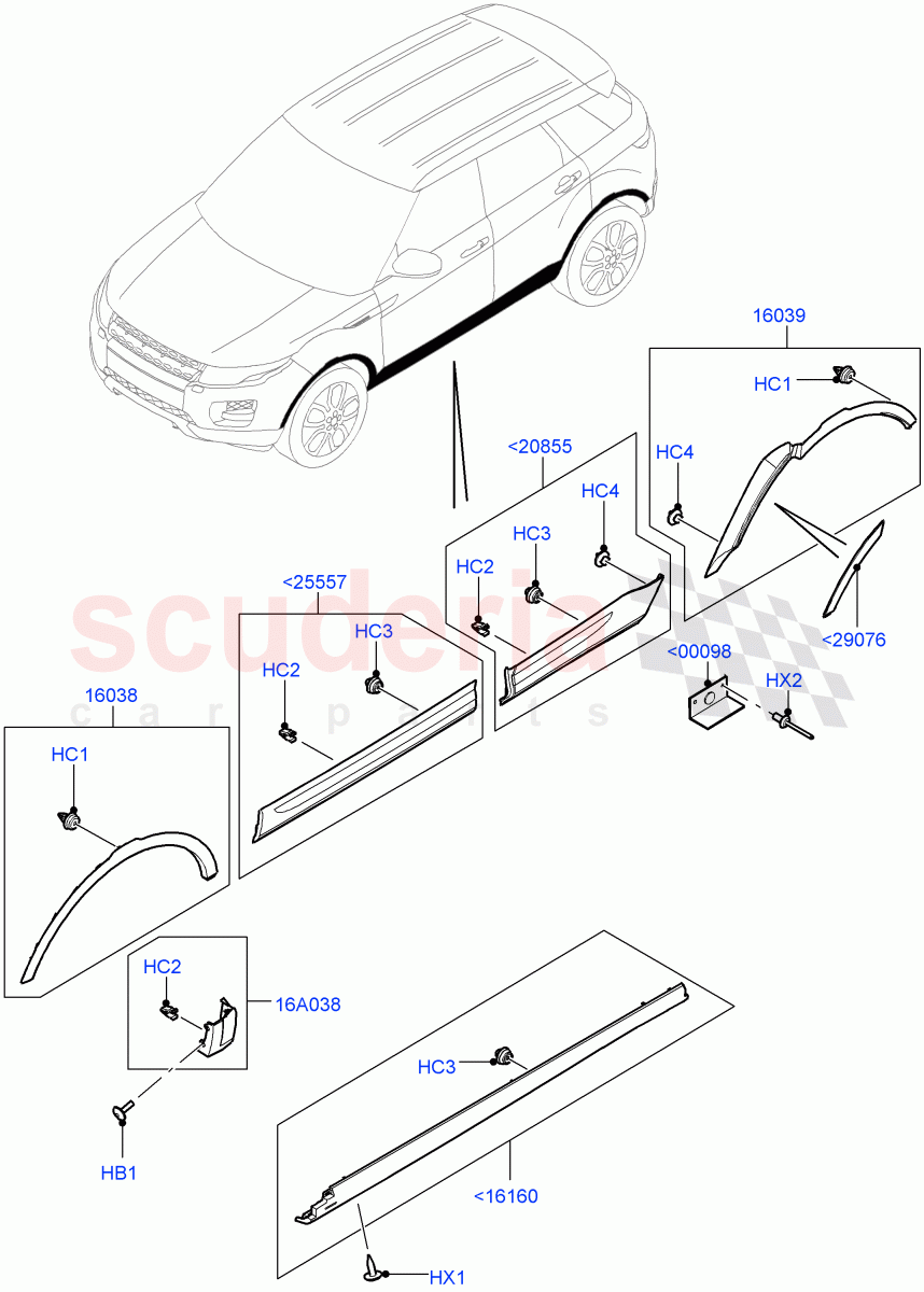 Body Mouldings(Itatiaia (Brazil))((V)FROMGT000001) of Land Rover Land Rover Range Rover Evoque (2012-2018) [2.2 Single Turbo Diesel]