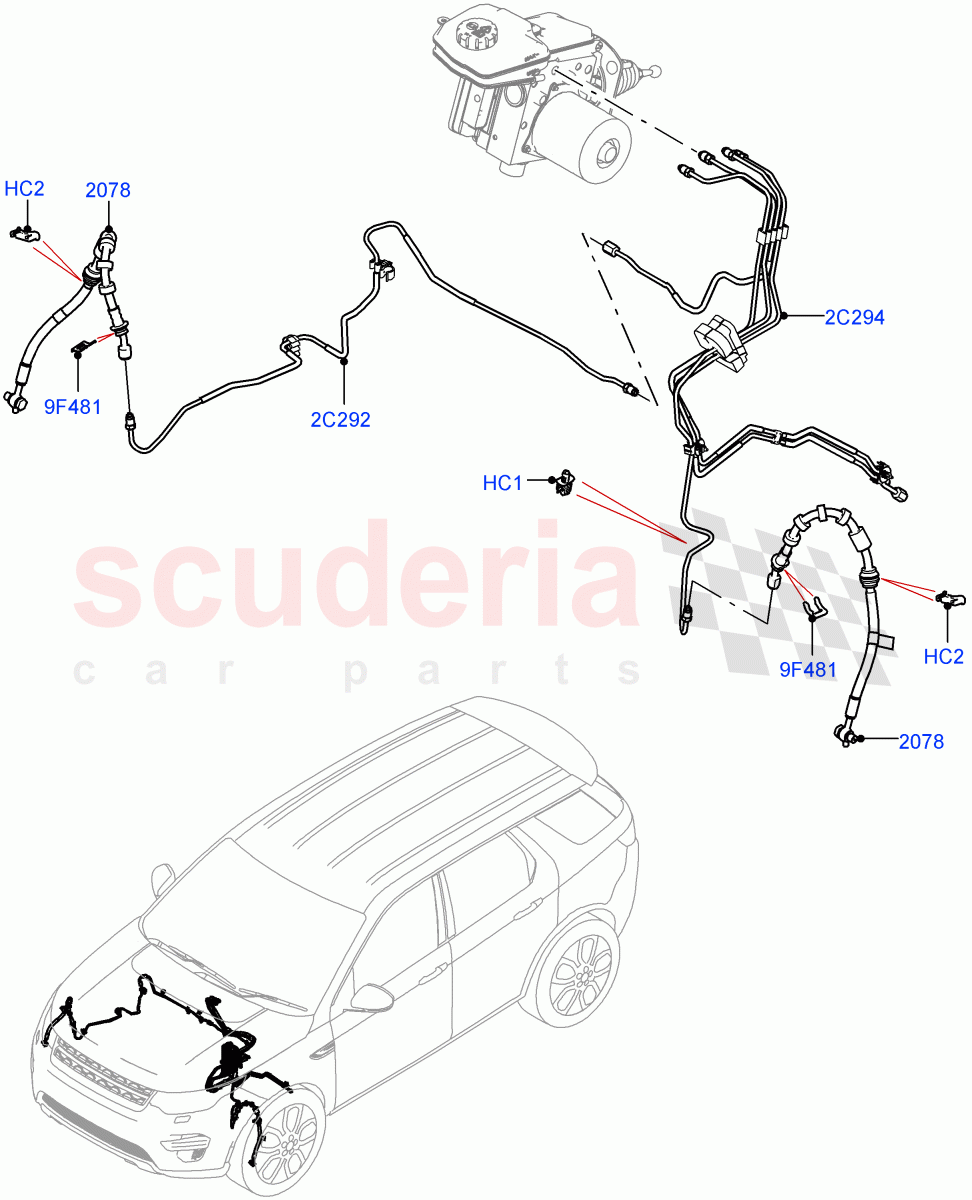 Front Brake Pipes(LHD,Halewood (UK),Electric Engine Battery-PHEV)((V)FROMLH000001) of Land Rover Land Rover Discovery Sport (2015+) [2.0 Turbo Petrol AJ200P]