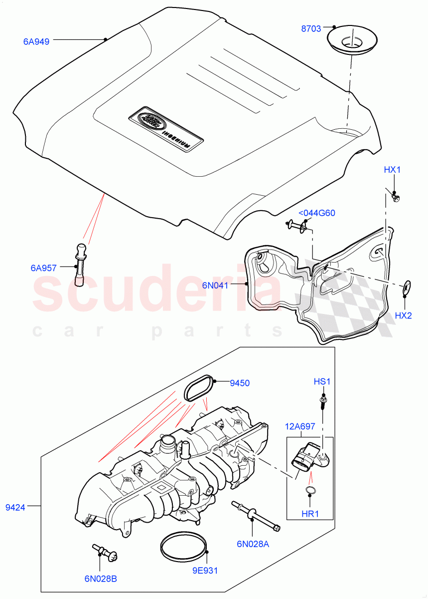 Inlet Manifold (Nitra Plant Build) (2.0L AJ200P Hi PHEV, 2.0L I4 High DOHC AJ200 Petrol) ((V) FROMK2000001) of Land Rover Land Rover Defender (2020+) [2.0 Turbo Petrol AJ200P]