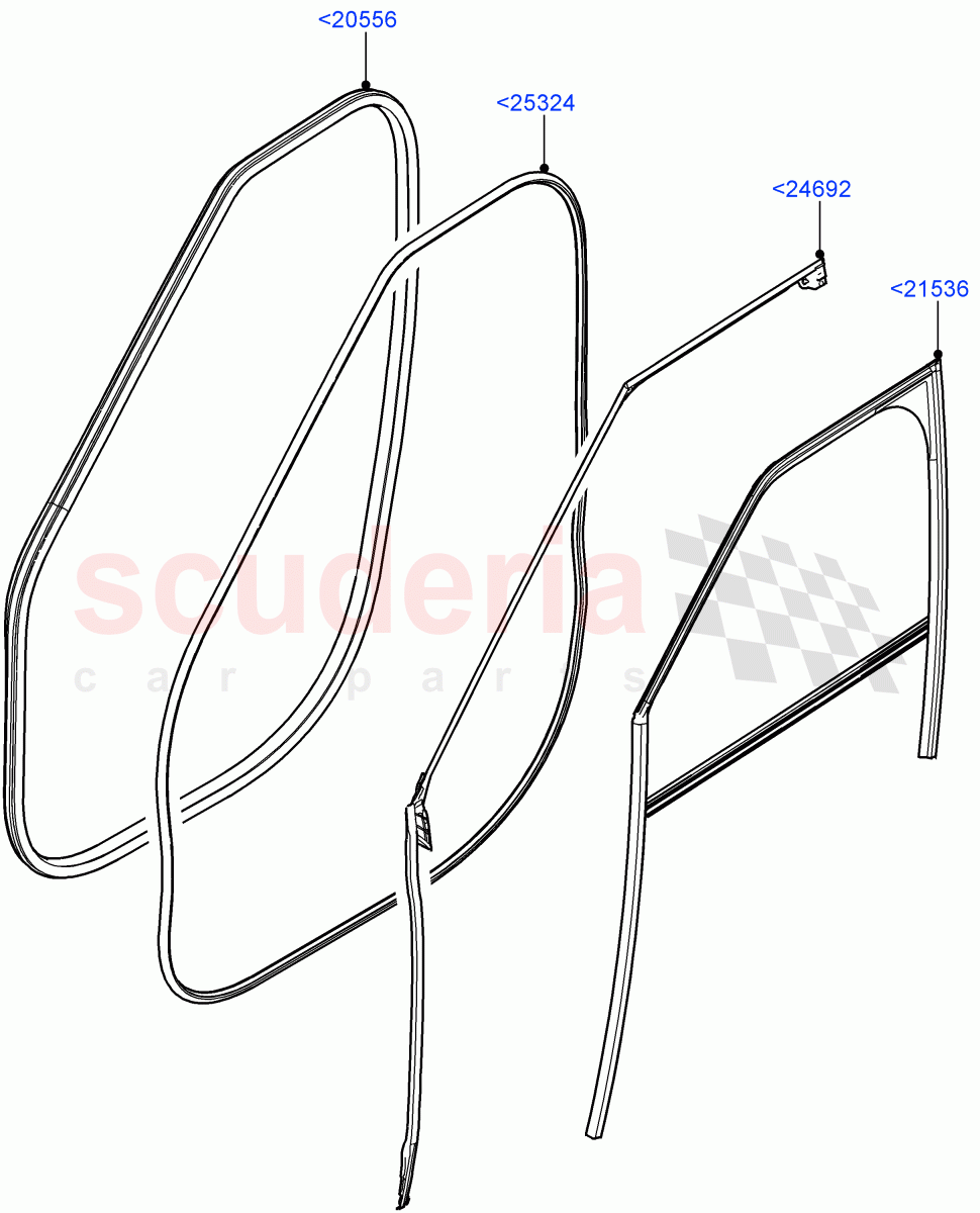 Front Doors, Hinges & Weatherstrips(Seal) of Land Rover Land Rover Range Rover Velar (2017+) [3.0 I6 Turbo Petrol AJ20P6]