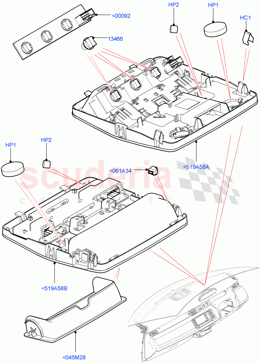 Console - Overhead(Halewood (UK)) of Land Rover Land Rover Range Rover Evoque (2012-2018) [2.2 Single Turbo Diesel]