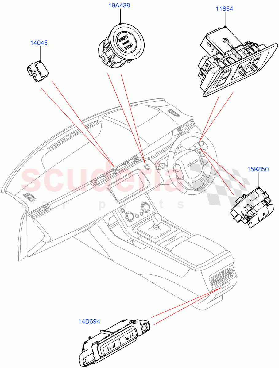 Switches (Facia And Console) (Changsu (China)) of Land Rover Land Rover Range Rover Evoque (2019+) [1.5 I3 Turbo Petrol AJ20P3]