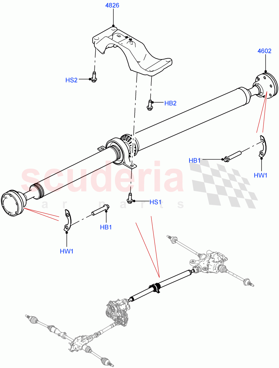 Drive Shaft - Rear Axle Drive(Propshaft)(Standard Wheelbase)((V)TOL2999999) of Land Rover Land Rover Defender (2020+) [2.0 Turbo Diesel]