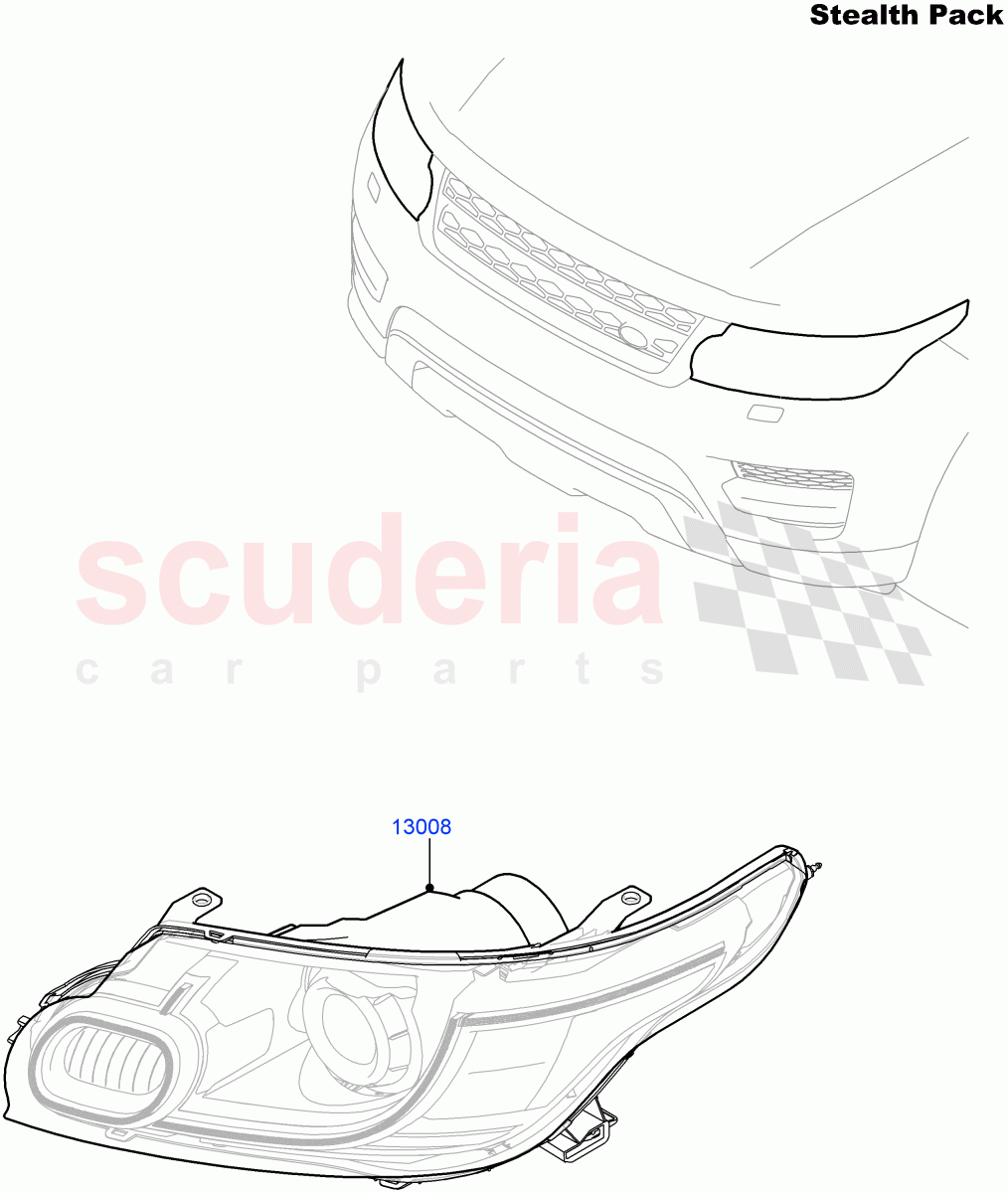 Headlamps And Front Flasher Lamps(Tow Eye Cover - Satin Black,With BI - Xenon Headlamps,Tow Eye Cover - Black,With Adaptive Headlamps Bi Xenon)((V)FROMFA000001) of Land Rover Land Rover Range Rover Sport (2014+) [4.4 DOHC Diesel V8 DITC]