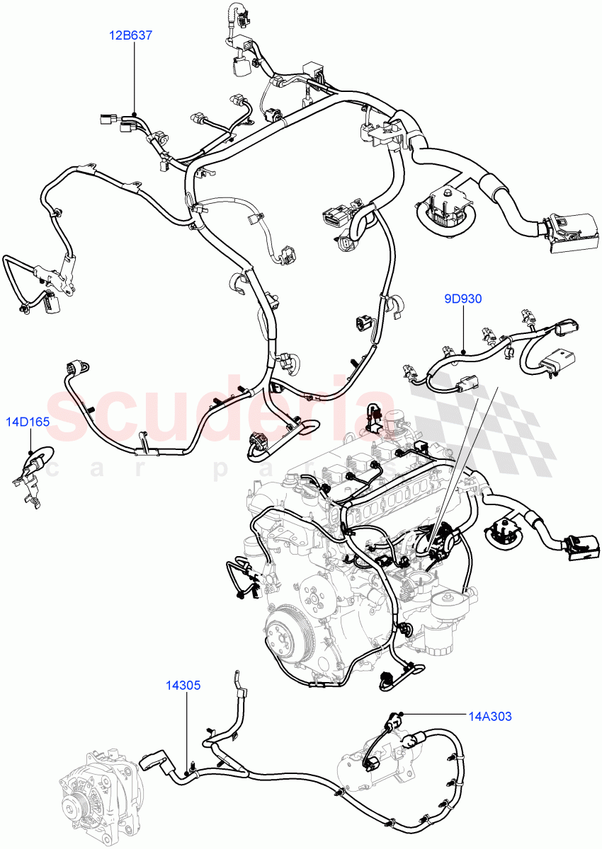 Electrical Wiring - Engine And Dash(2.0L 16V TIVCT T/C 240PS Petrol) of Land Rover Land Rover Range Rover Sport (2014+) [3.0 I6 Turbo Petrol AJ20P6]