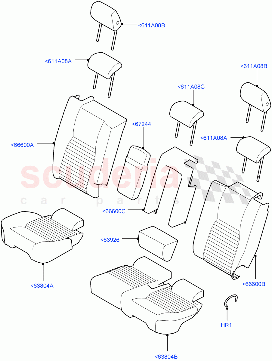 Rear Seat Covers(Leather/Suede,Halewood (UK),With 60/40 Manual Fold Thru Rr Seat) of Land Rover Land Rover Discovery Sport (2015+) [2.0 Turbo Diesel]