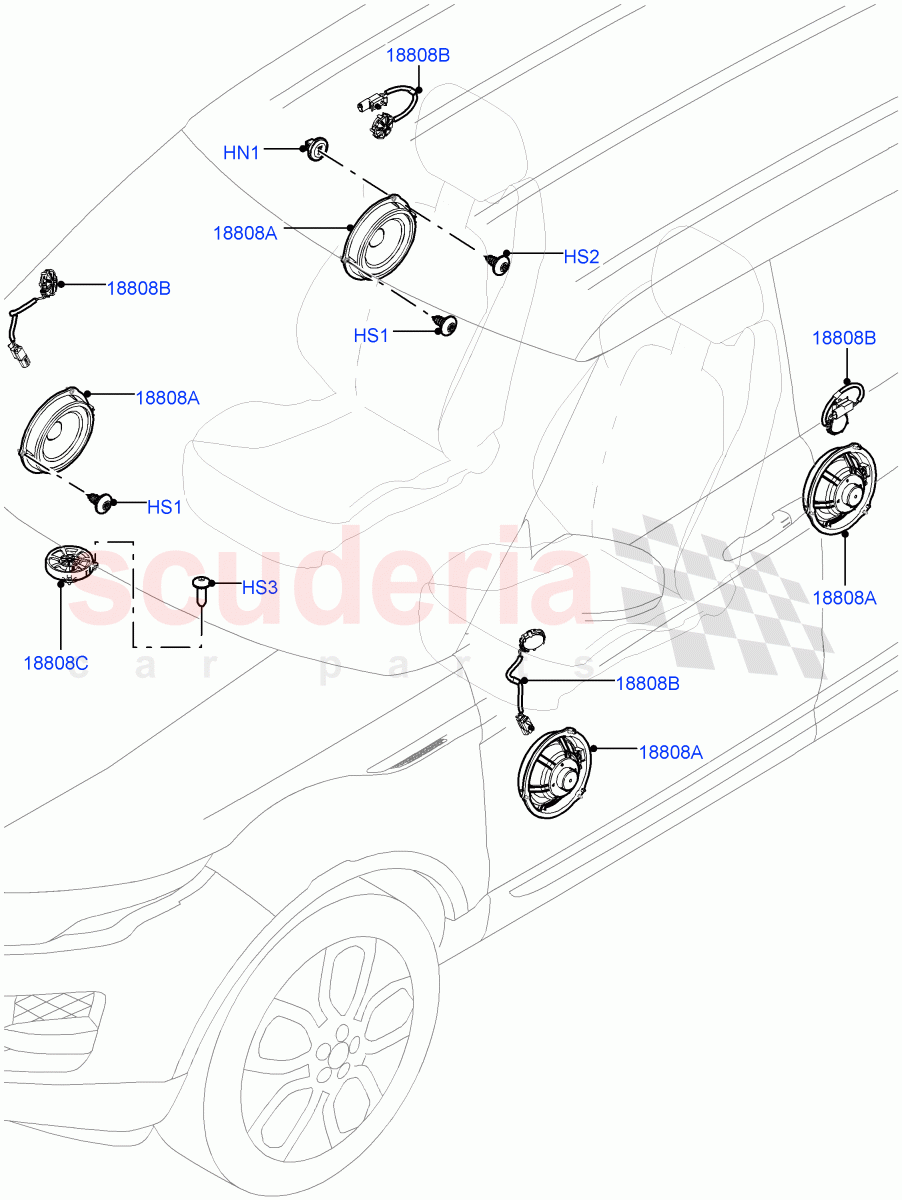 Speakers(Halewood (UK),Standard Audio (Base)) of Land Rover Land Rover Range Rover Evoque (2012-2018) [2.0 Turbo Petrol GTDI]