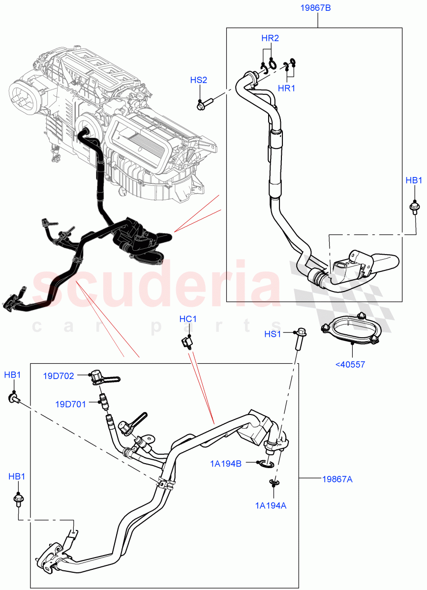 Air Conditioning System(3.0L AJ20P6 Petrol High,RHD,With Air Conditioning - Front/Rear,2.0L I4 High DOHC AJ200 Petrol,With Front Comfort Air Con (IHKA),2.0L I4 DSL HIGH DOHC AJ200,3.0L AJ20D6 Diesel High) of Land Rover Land Rover Defender (2020+) [2.0 Turbo Petrol AJ200P]