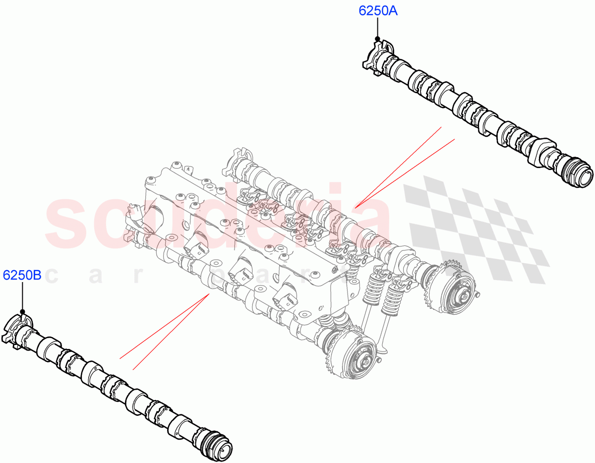 Camshaft(2.0L I4 High DOHC AJ200 Petrol,2.0L I4 Mid DOHC AJ200 Petrol,2.0L I4 Mid AJ200 Petrol E100)((V)FROMJH000001) of Land Rover Land Rover Discovery Sport (2015+) [2.0 Turbo Petrol AJ200P]