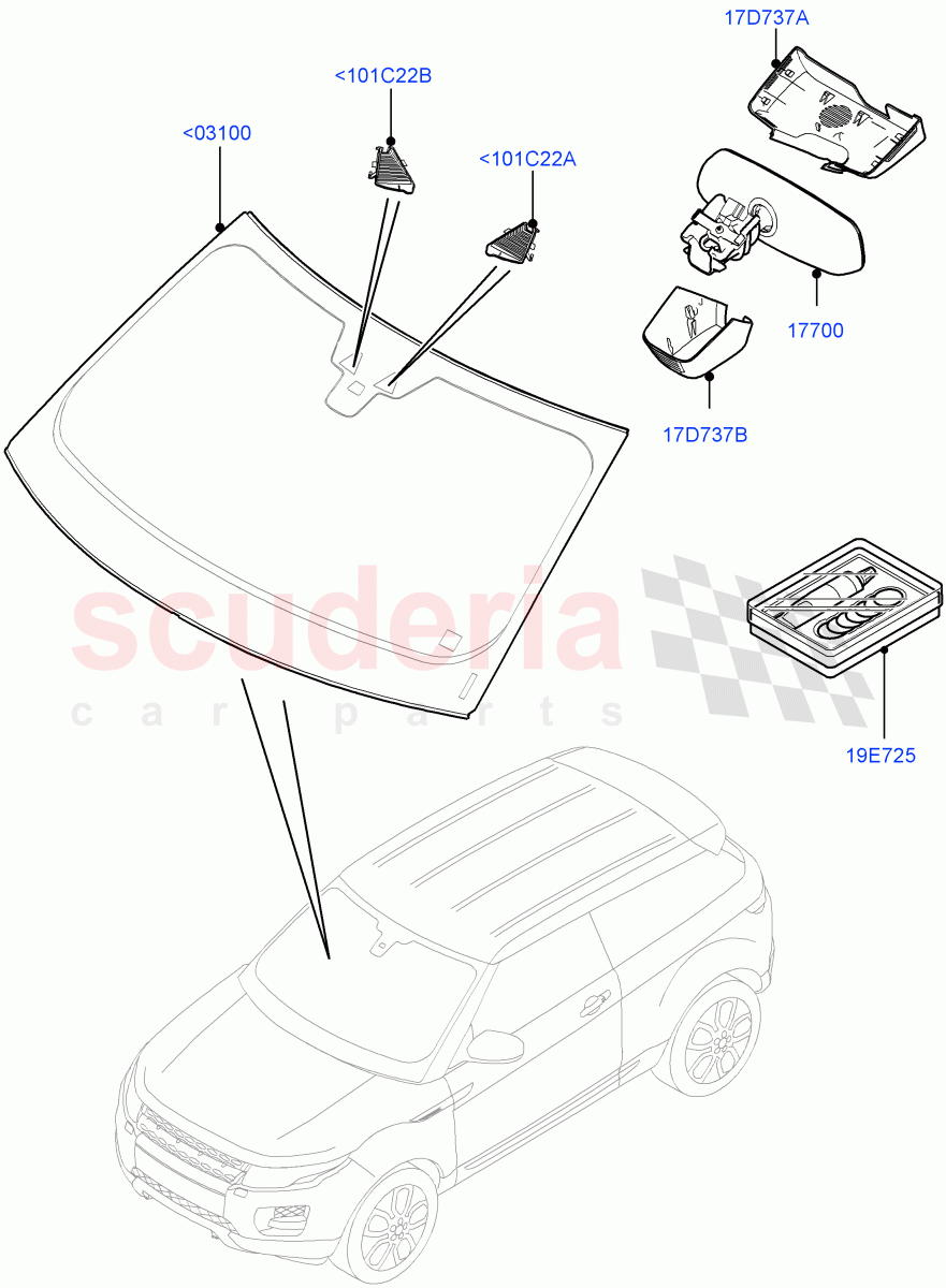 Windscreen/Inside Rear View Mirror (Itatiaia (Brazil)) ((V) FROMGT000001) of Land Rover Land Rover Range Rover Evoque (2012-2018) [2.2 Single Turbo Diesel]
