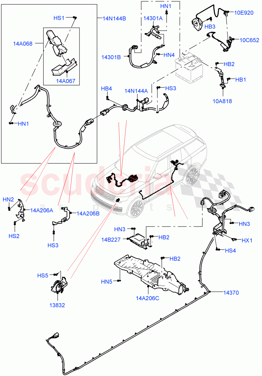 Battery Cables And Horn of Land Rover Land Rover Range Rover (2022+) [3.0 I6 Turbo Petrol AJ20P6]