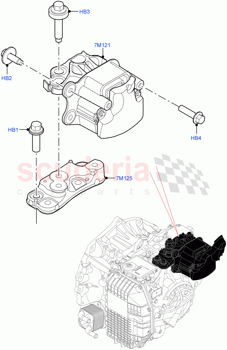 Transmission Mounting(1.5L AJ20P3 Petrol High,8 Speed Automatic Trans 8G30,Changsu (China),1.5L AJ20P3 Petrol High PHEV) of Land Rover Land Rover Range Rover Evoque (2019+) [1.5 I3 Turbo Petrol AJ20P3]