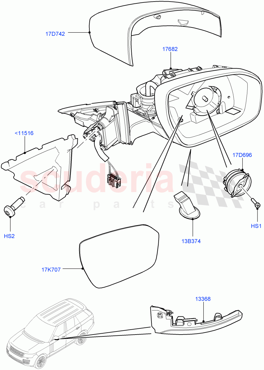 Exterior Rear View Mirror((V)TODA999999) of Land Rover Land Rover Range Rover (2012-2021) [3.0 DOHC GDI SC V6 Petrol]