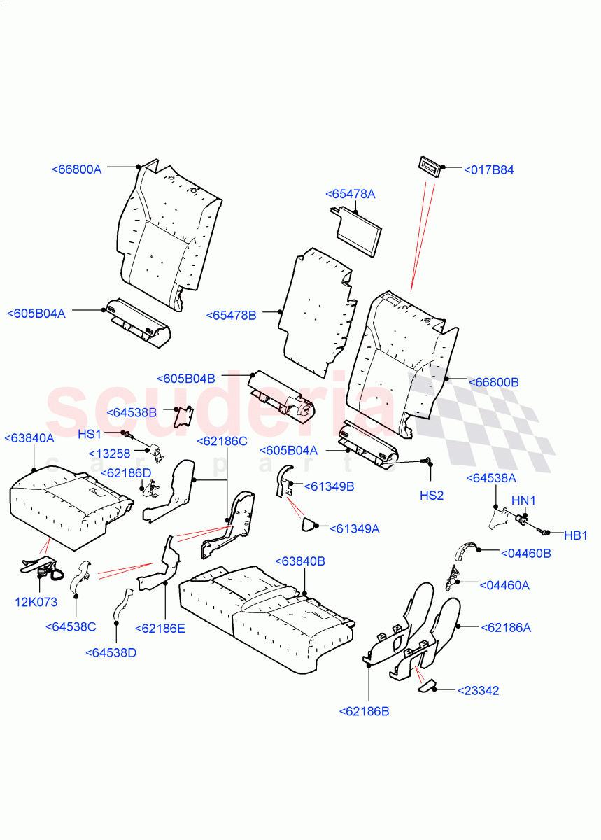 Rear Seat Pads/Valances & Heating(Pads/Valances, Nitra Plant Build)(Version - Core,60/40 Load Through With Slide,Version - R-Dynamic)((V)FROMK2000001) of Land Rover Land Rover Discovery 5 (2017+) [2.0 Turbo Petrol AJ200P]