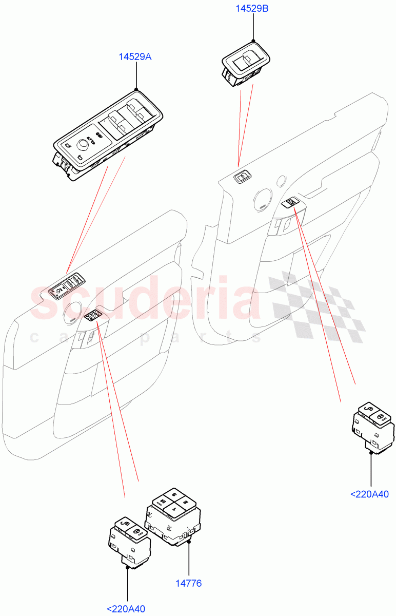 Switches (Front And Rear Doors) ((V) FROMJA000001) of Land Rover Land Rover Range Rover Sport (2014+) [3.0 Diesel 24V DOHC TC]