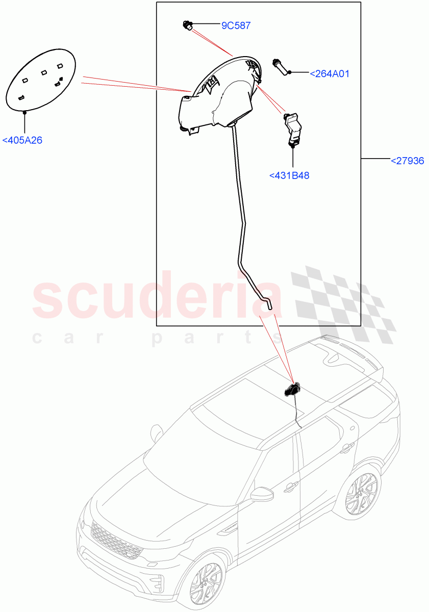 Fuel Tank Filler Door And Controls (Solihull Plant Build) ((V) FROMHA000001) of Land Rover Land Rover Discovery 5 (2017+) [3.0 DOHC GDI SC V6 Petrol]