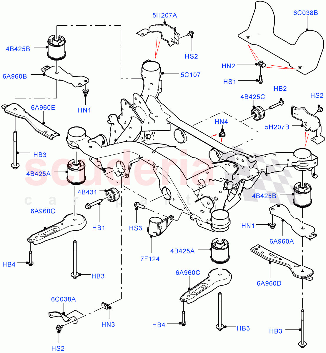 Rear Cross Member & Stabilizer Bar(Crossmember)(Changsu (China),Electric Engine Battery-MHEV)((V)FROMKG446857) of Land Rover Land Rover Discovery Sport (2015+) [2.0 Turbo Petrol AJ200P]