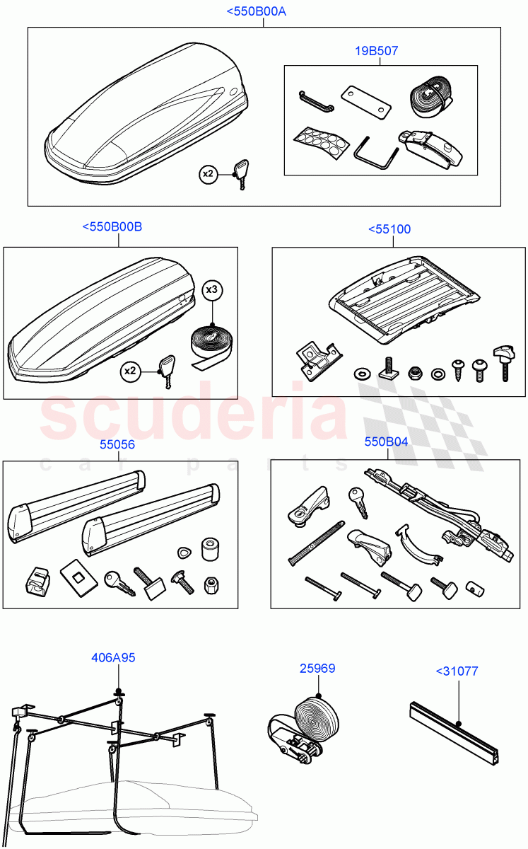 Carriers & Boxes(Accessory, Roof Carriers) of Land Rover Land Rover Range Rover Sport (2014+) [3.0 I6 Turbo Diesel AJ20D6]