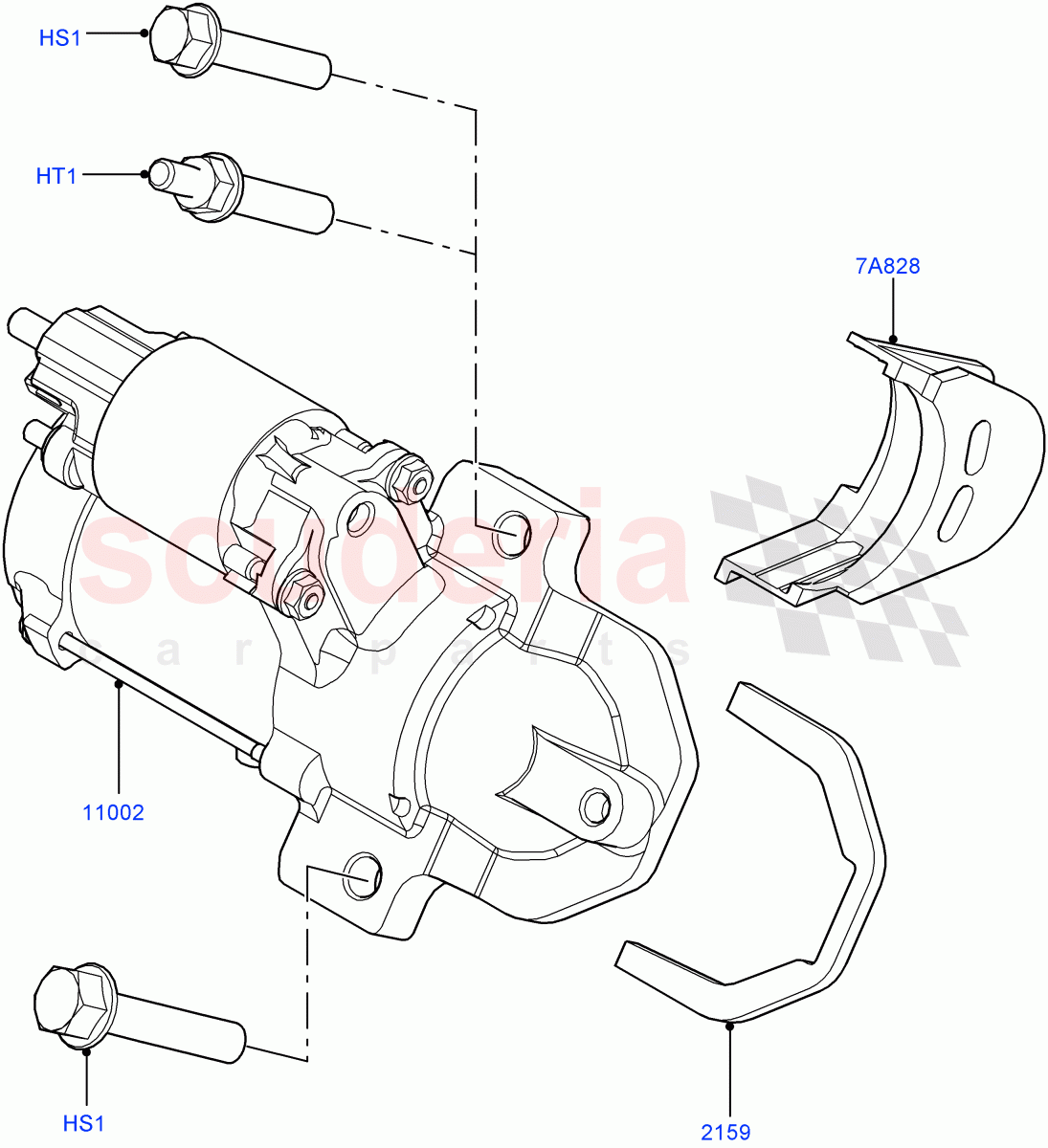 Starter Motor (2.0L 16V TIVCT T/C Gen2 Petrol, Halewood (UK), 2.0L 16V TIVCT T/C 240PS Petrol) of Land Rover Land Rover Range Rover Evoque (2012-2018) [2.0 Turbo Petrol GTDI]