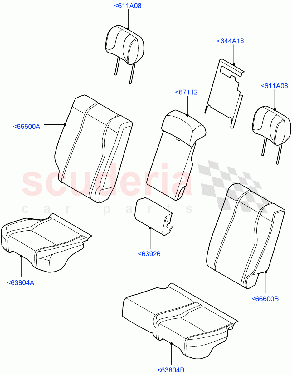 Rear Seat Covers(Semi Aniline Leathr Pinestripe Perf,With 60/40 Power Fold Thru Rr Seat) of Land Rover Land Rover Range Rover (2012-2021) [4.4 DOHC Diesel V8 DITC]