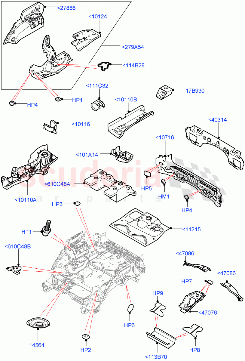 Floor Pan - Centre And Rear(Solihull Plant Build)((V)FROMHA000001) of Land Rover Land Rover Discovery 5 (2017+) [2.0 Turbo Petrol AJ200P]