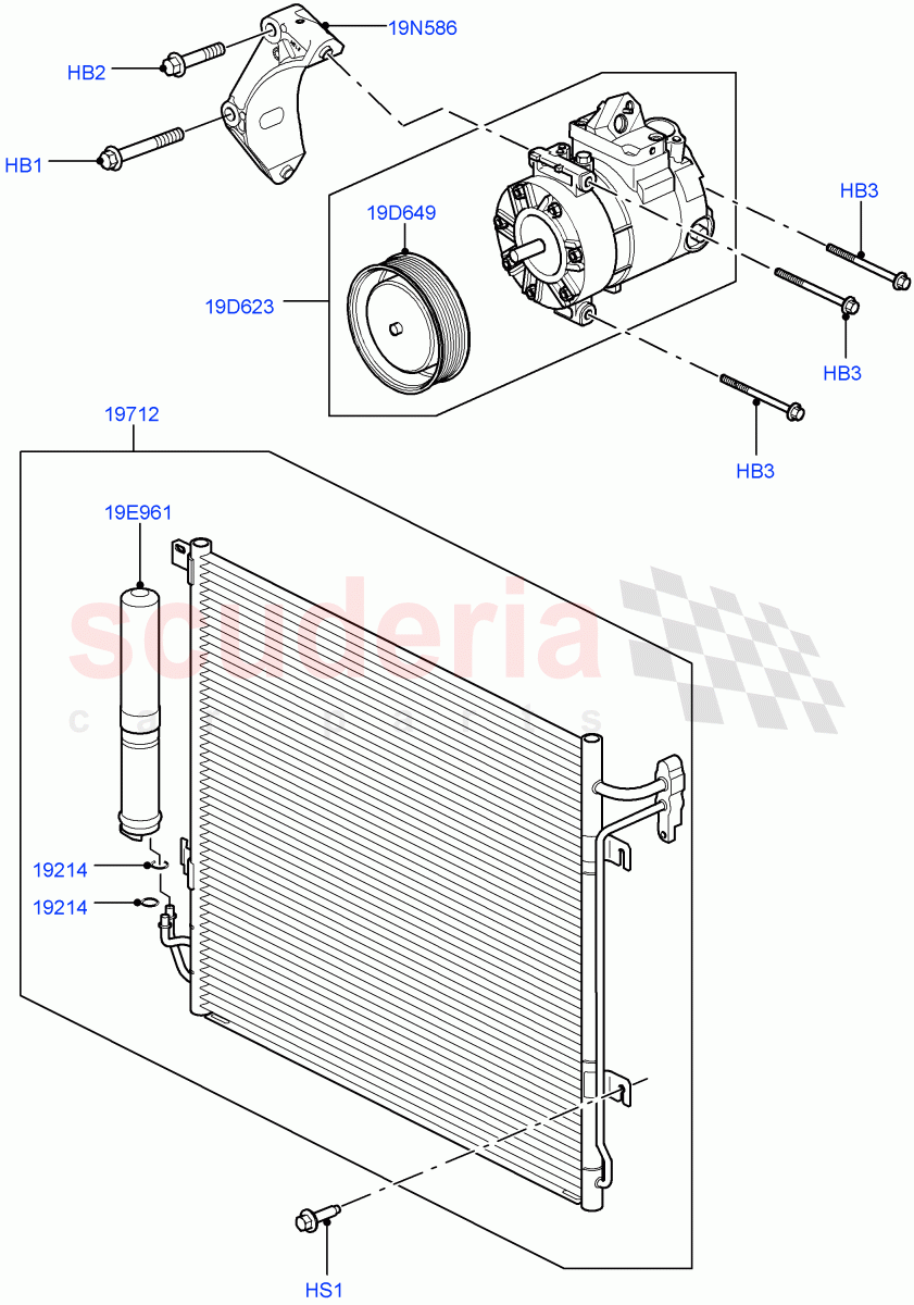 Air Conditioning Condensr/Compressr (3.6L V8 32V DOHC EFi Diesel Lion) ((V) TO9A999999) of Land Rover Land Rover Range Rover Sport (2005-2009) [2.7 Diesel V6]
